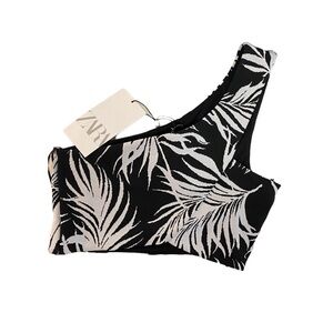ZARA black and white one shoulder crop top 🖤🤍